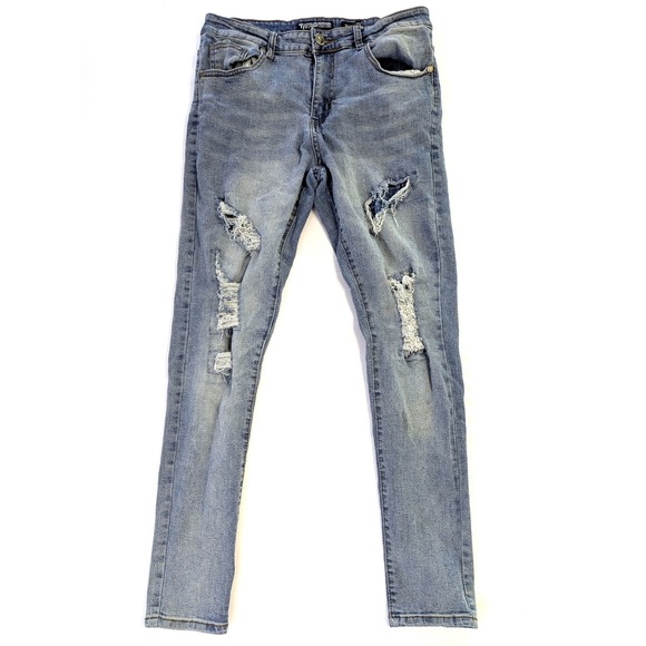 TR Premium Other - TR Premium Skinny Fit Distressed Jeans Light Wash Mens 34x30 Ripped Denim